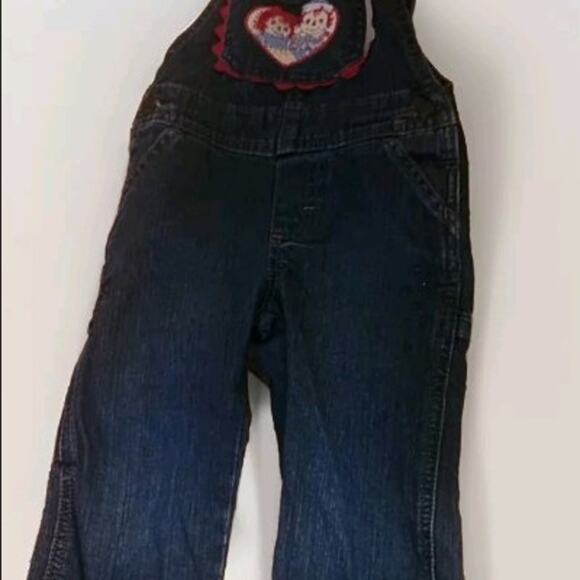 Vintage Raggedy Ann and Andy Denim overalls sz 2t